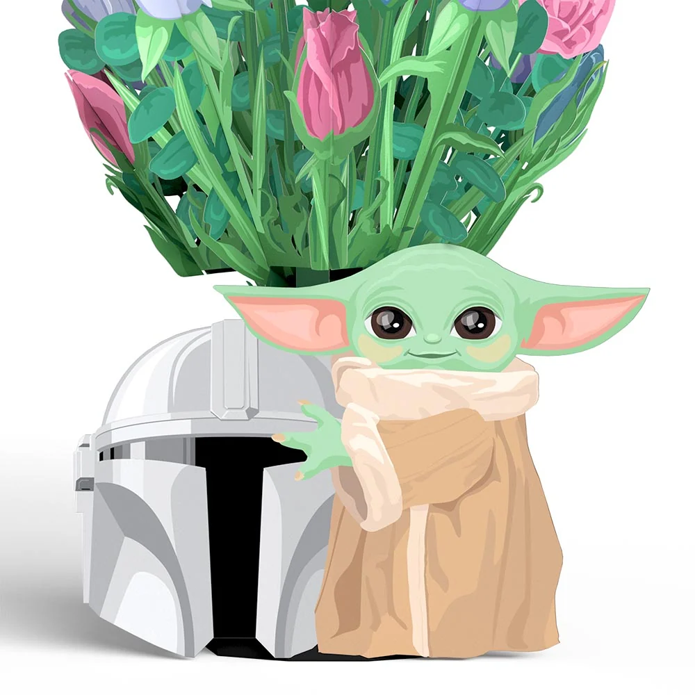 Lovepop Star Wars The Mandalorian Grogu Birthday Pop-Up Card & Flower Buds Bouquet Bundle - Image 4
