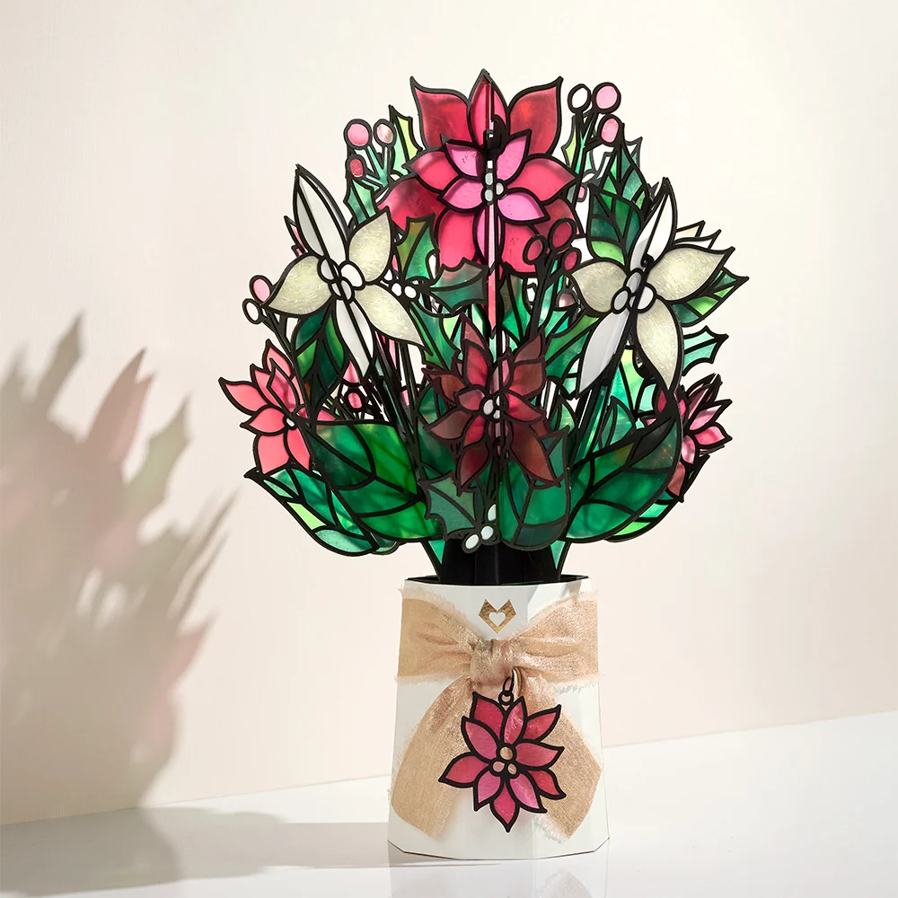 Lovepop Poinsettia Shimmer Suncatcher Bouquet Vase - Image 5
