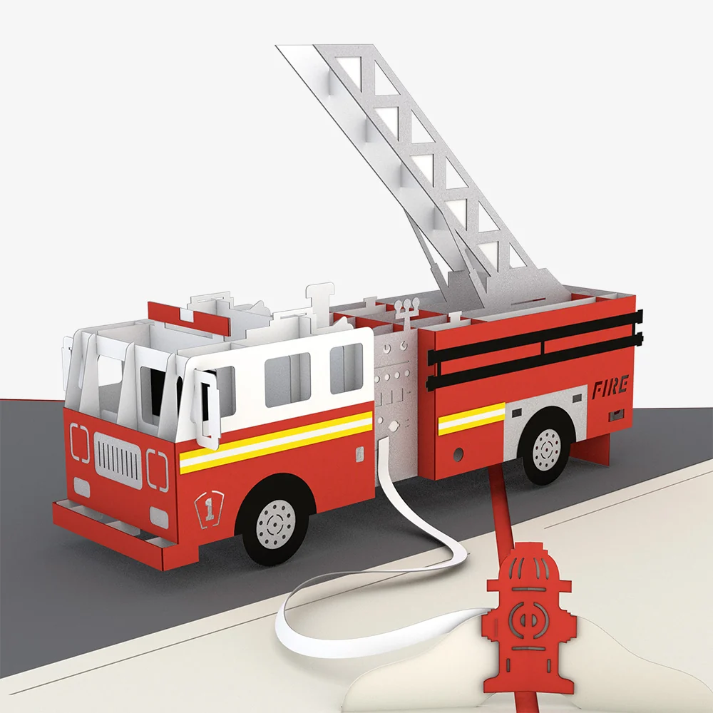 Lovepop Fire Truck Birthday Pop-Up Card and Truck on Standby Sentiment Set Candle - Image 3