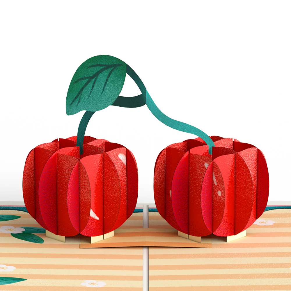 Lovepop Fresh-Picked Cherries Congratulations Pop-Up Card and Sentiment Set Cream - Image 3