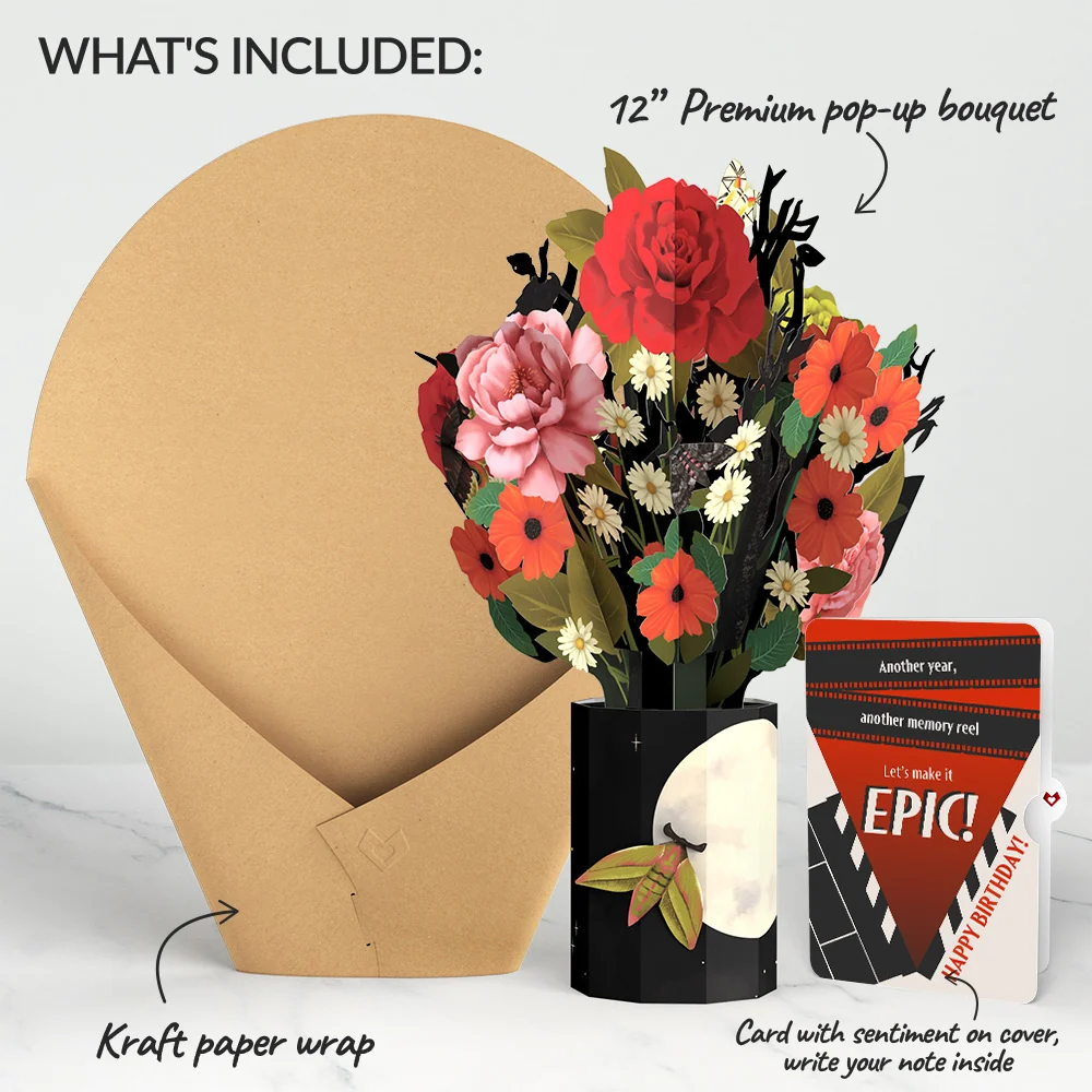 Lovepop Midnight Florals Birthday Bouquet and Epic Reel Sentiment Set Vase - Image 2