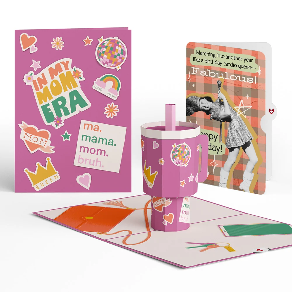 Lovepop Mom Era Tumbler Birthday Pop-Up Card and Cardio Queen Sentiment Set