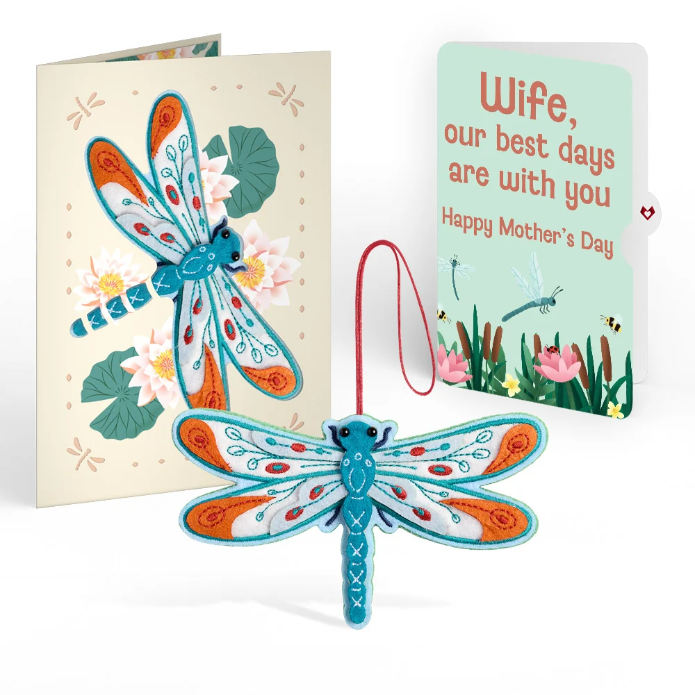 Lovepop Peaceful Dragonfly Mother’s Day HeartFelt Charm Card and Sentiment Set for Wife