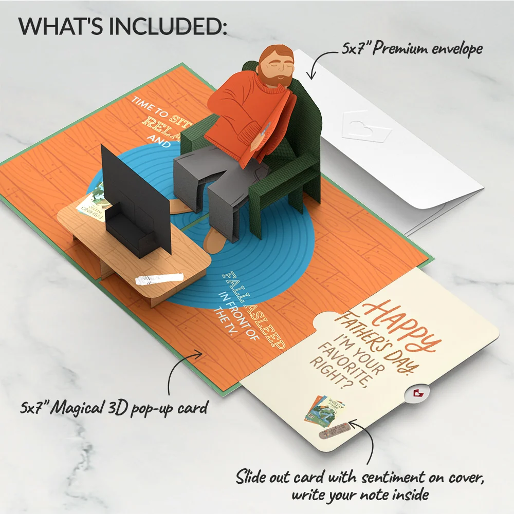 Lovepop Sit Back & Relax Father's Day Pop-Up Card and Favorite Child Sentiment Set Coffee - Image 2