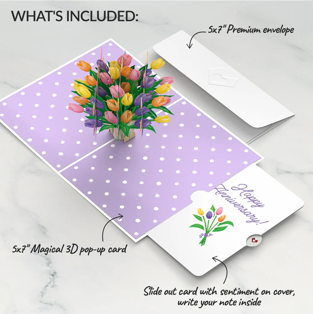 Lovepop Tulips Anniversary Pop-Up Card and Sentiment Set Vase - Image 2