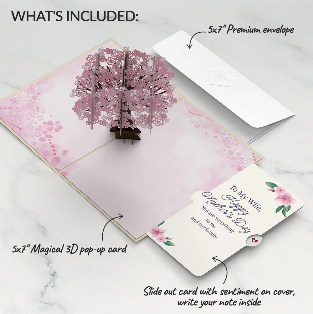 Lovepop Cherry Blossom Mother's Day Pop-Up Card and Sentiment Set for Wife - Image 2