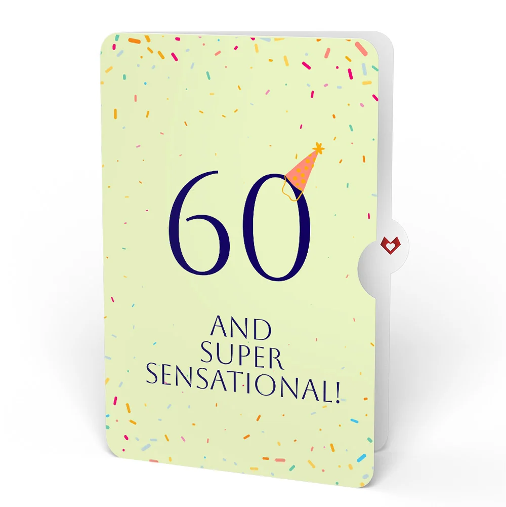Lovepop Happy 60th Birthday Confetti Cake Music and Lights Pop-Up Card and Party Hat Sentiment Set Candle - Image 4