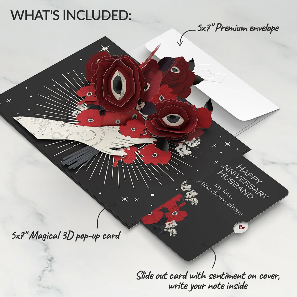 Lovepop Only Have Eyes for You Anniversary Pop-Up Card and Sentiment Set for Husband - Image 2