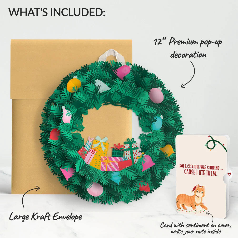 Lovepop Christmas Joy Wreath and Hungry Cat Sentiment Set Cream - Image 2