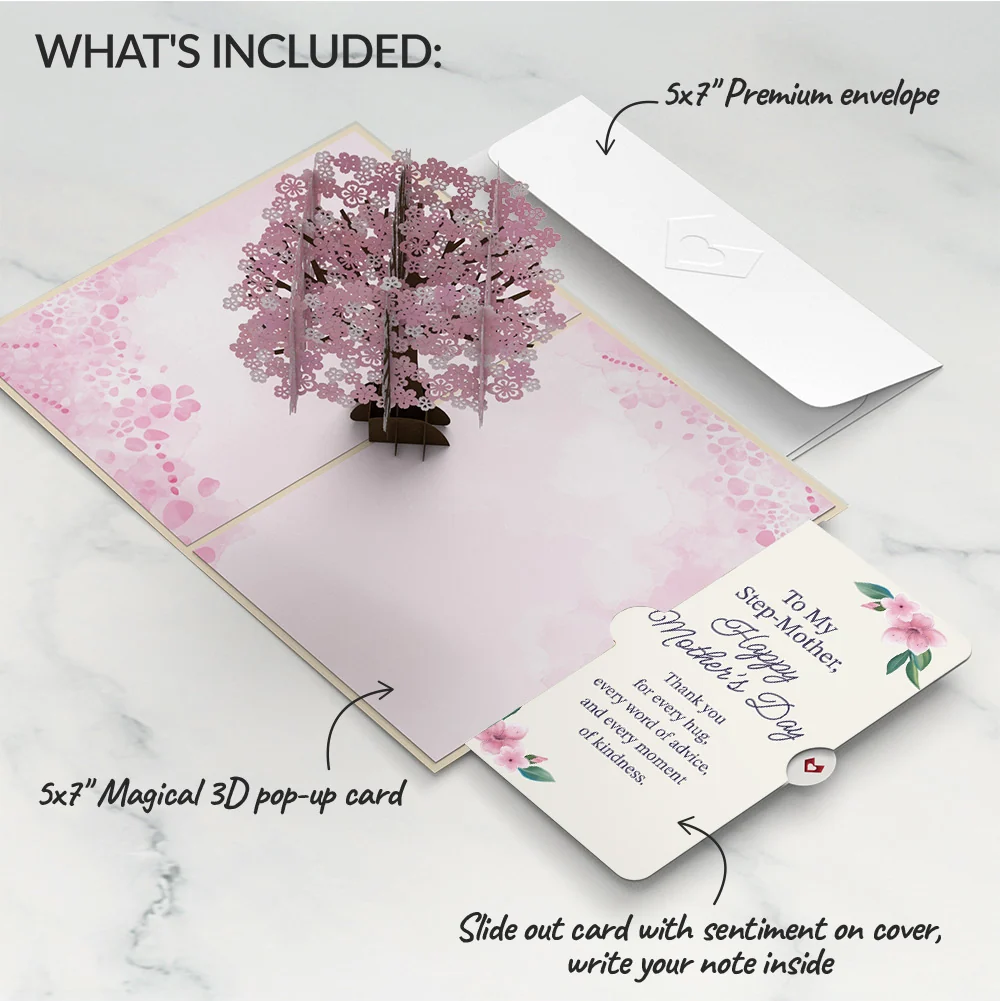 Lovepop Cherry Blossom Mother's Day Pop-Up Card and Sentiment Set for Step-Mother - Image 2