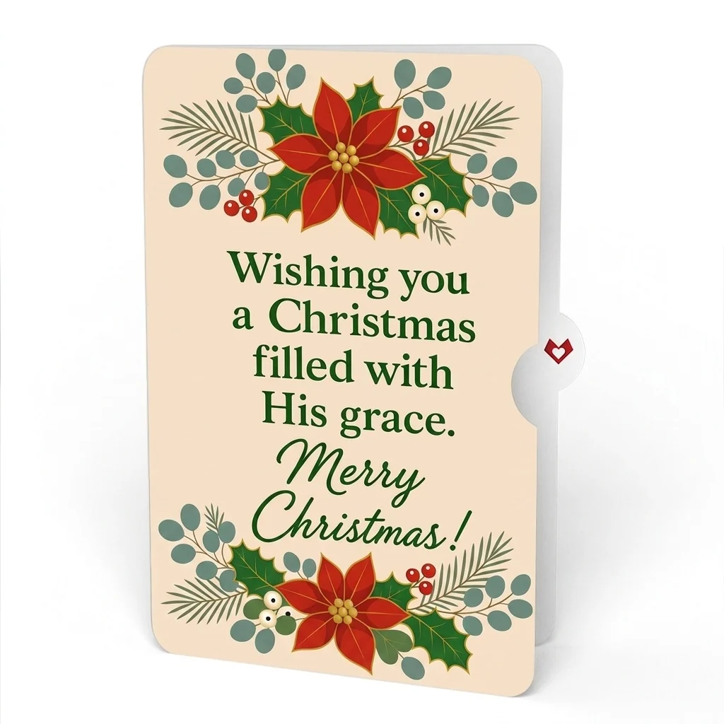 Lovepop Season's Greetings Poinsettia Wreath Christmas Pop-Up Card and Sentiment Set Cream - Image 4