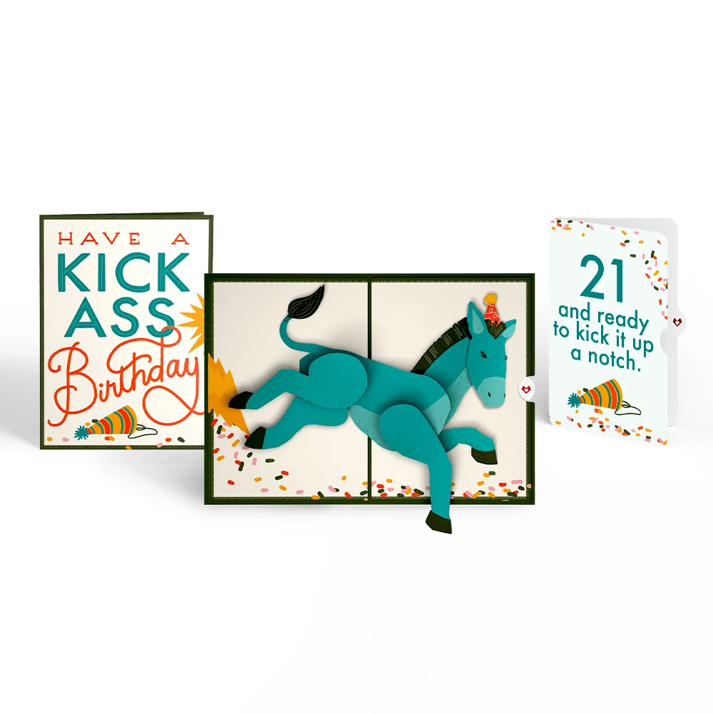 Lovepop Kick Ass Birthday Pop-Up Card and 21st Kick It Up Sentiment Set