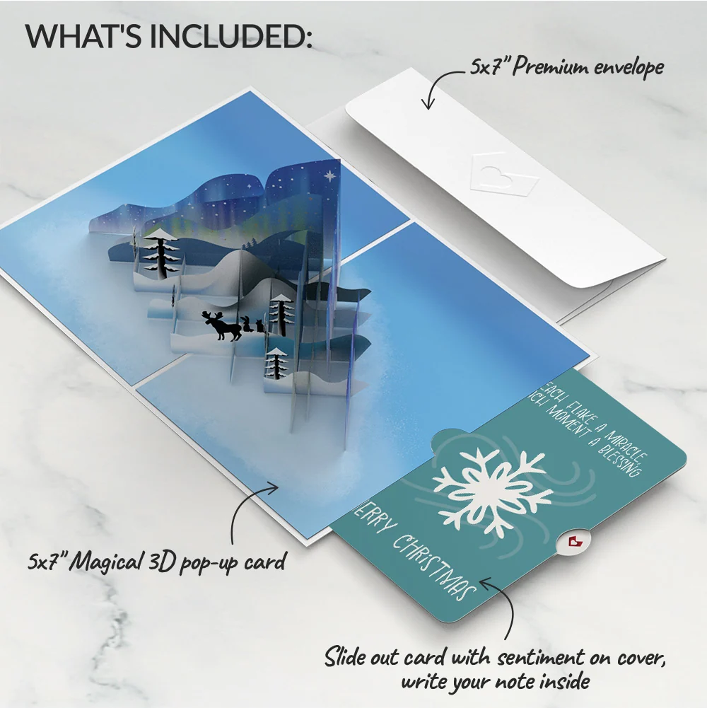 Lovepop Winter Borealis Scene Pop-Up Card and Snowflake Christmas Sentiment Set - Image 2