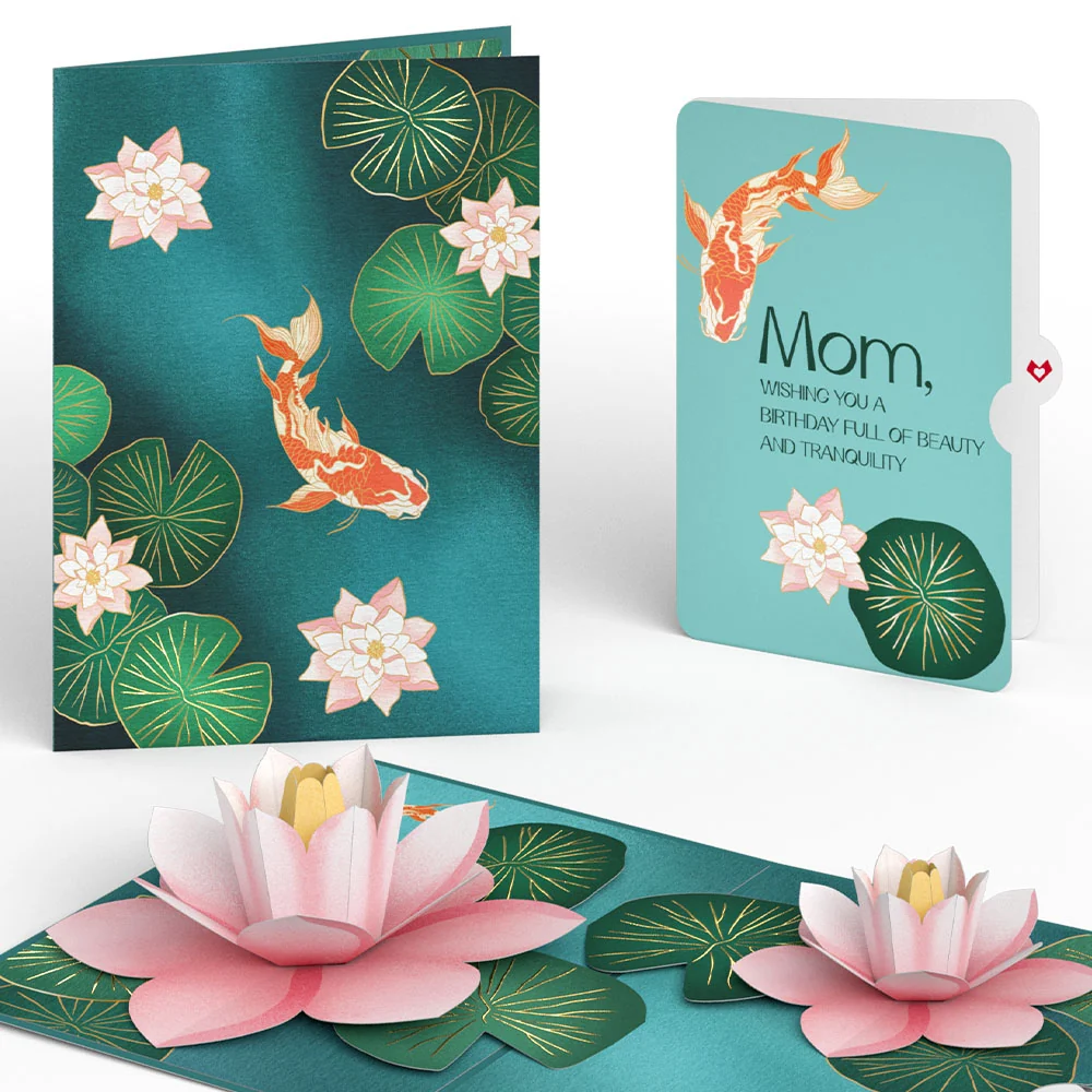 Lovepop Koi Fish and Lotus Birthday Pop-Up Card and Sentiment Set for Mom