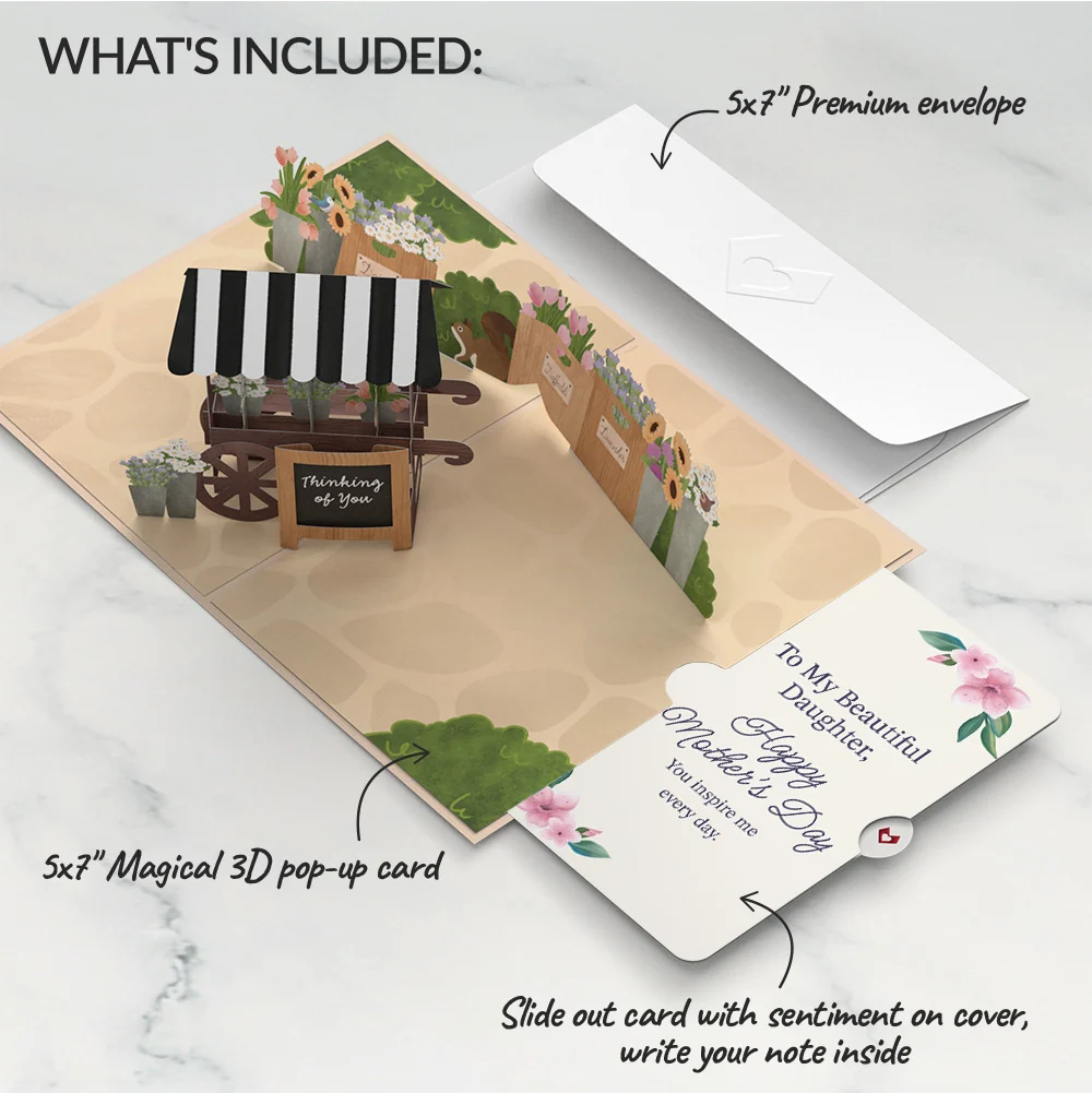 Lovepop Thinking of You Flower Cart Mother's Day Pop-Up Card and Sentiment Set for Daughter Basket - Image 2