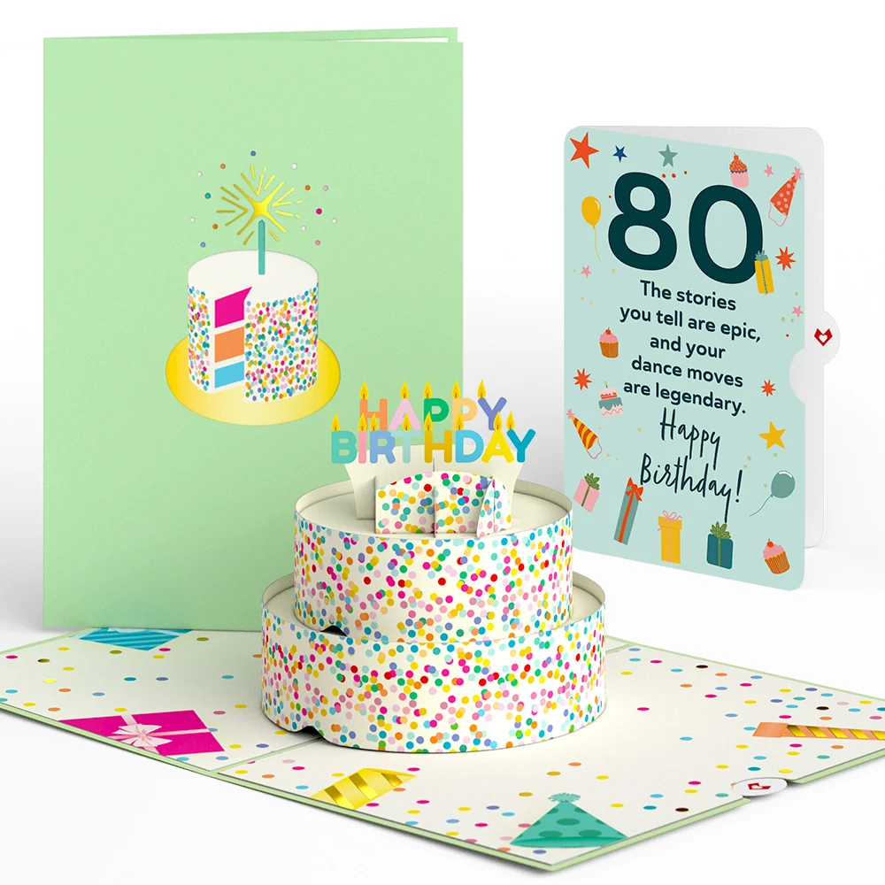 Lovepop Sprinkles 80th Birthday Cake Pop-Up Card and Sentiment Set Candle