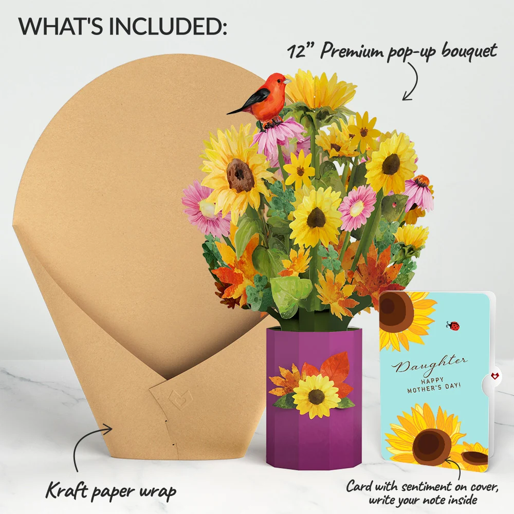 Lovepop Golden Sunflower Mother’s Day Bouquet and Sentiment Set for Daughter Vase - Image 2