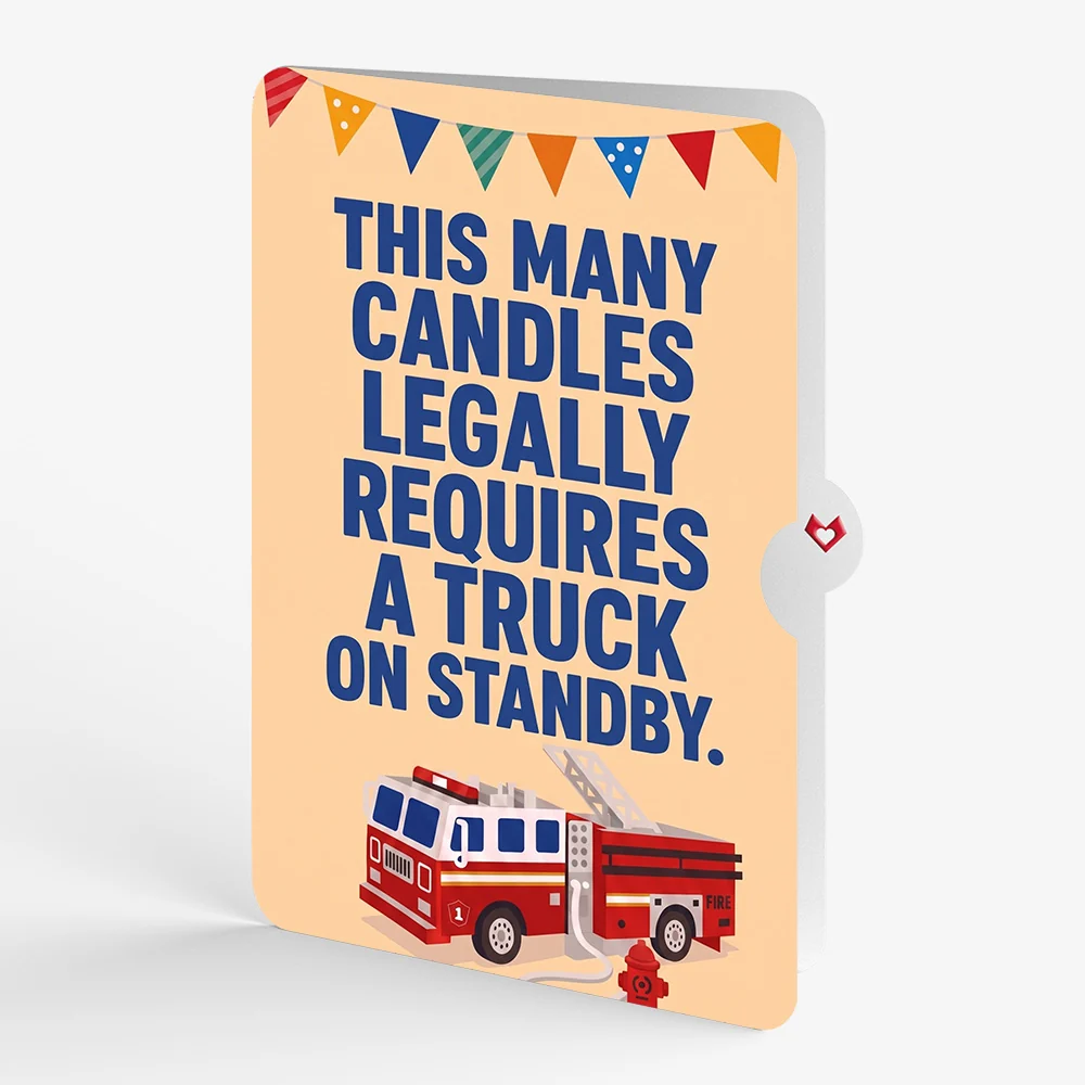 Lovepop Fire Truck Birthday Pop-Up Card and Truck on Standby Sentiment Set Candle - Image 4
