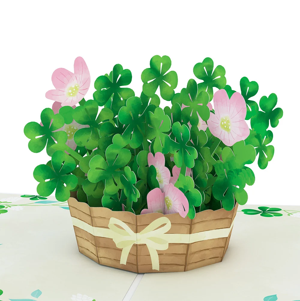 Lovepop Shamrock Basket St. Patrick’s Day Pop-Up Card and Shamrock Cheers Sentiment Set - Image 3