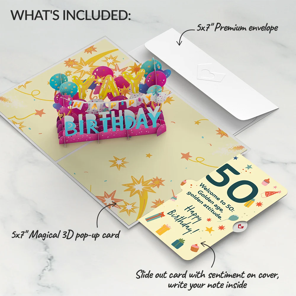 Lovepop 50th Birthday Celebration Pop-Up Card and Sentiment Set - Image 2