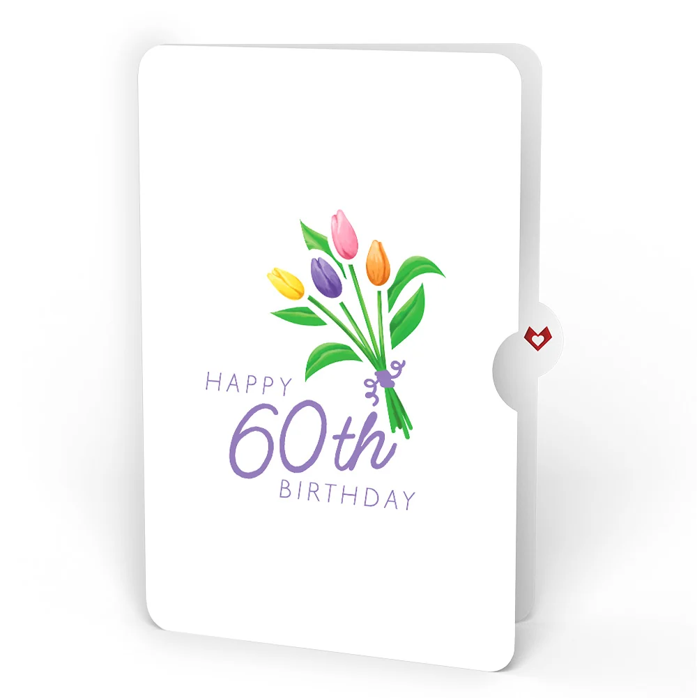 Lovepop Tulips 60th Birthday Pop-Up Card and Spring Tulips Sentiment Set Vase - Image 4