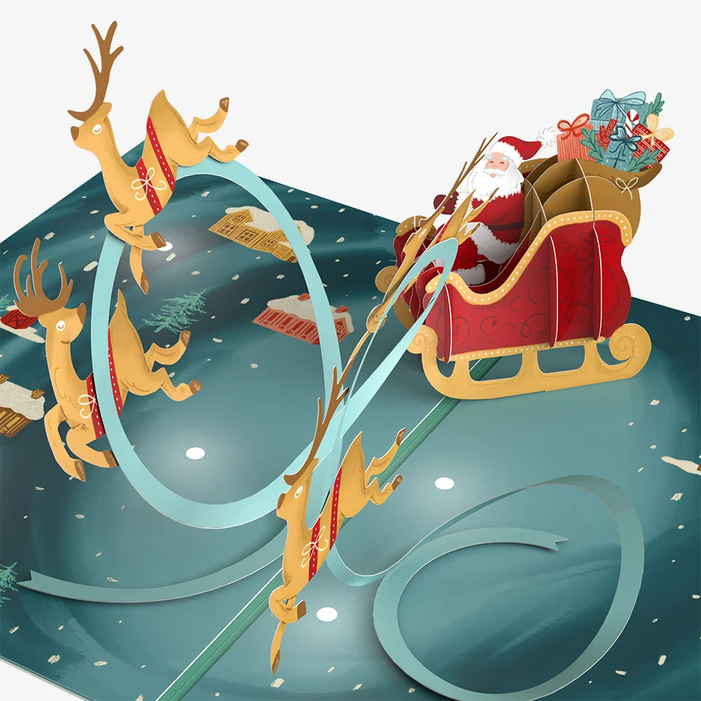 Lovepop Magic of Christmas Santa's Sleigh Light-Up Pop-Up Card and Tropical Holiday Sentiment Set - Image 3
