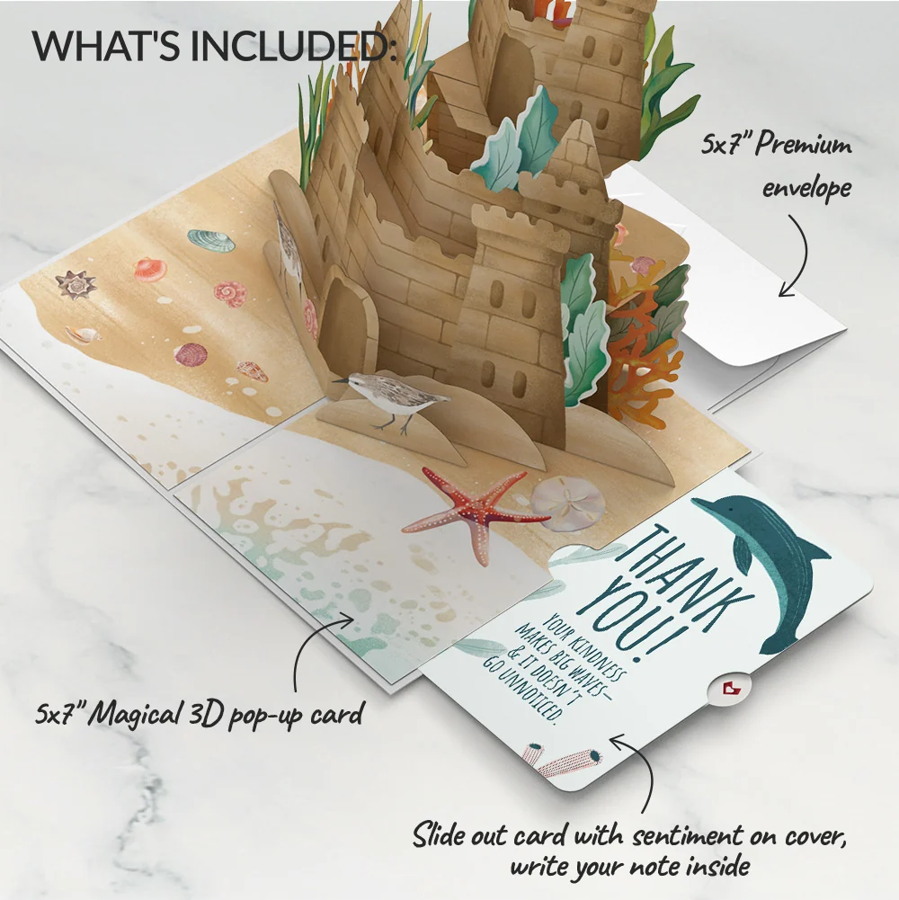 Lovepop Seaside Sandcastle Thank You Pop-Up Card and Sentiment Set - Image 2