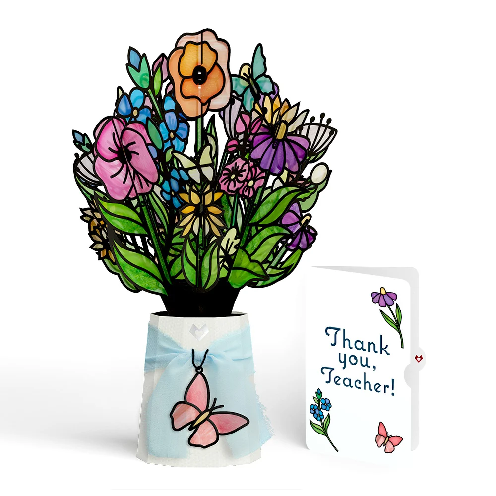 Lovepop Garden Glow Thank You Suncatcher Bouquet and Sentiment Set for Teacher Glass