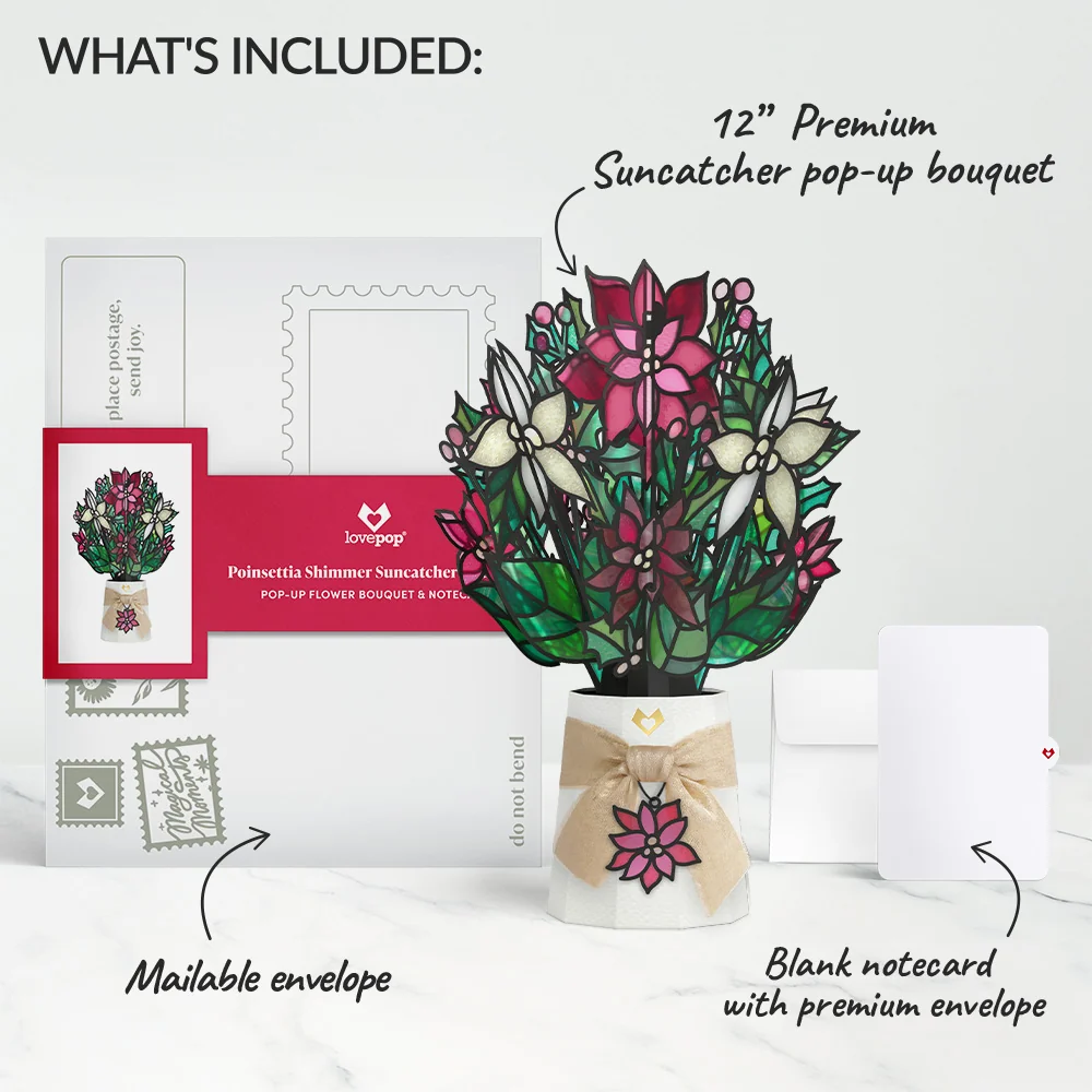 Lovepop Poinsettia Shimmer Suncatcher Bouquet Vase - Image 6
