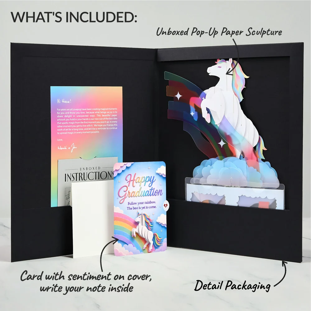 Lovepop Unicorn Graduations Unboxed Pop-Up Paper Sculpture and Sentiment Set - Image 2