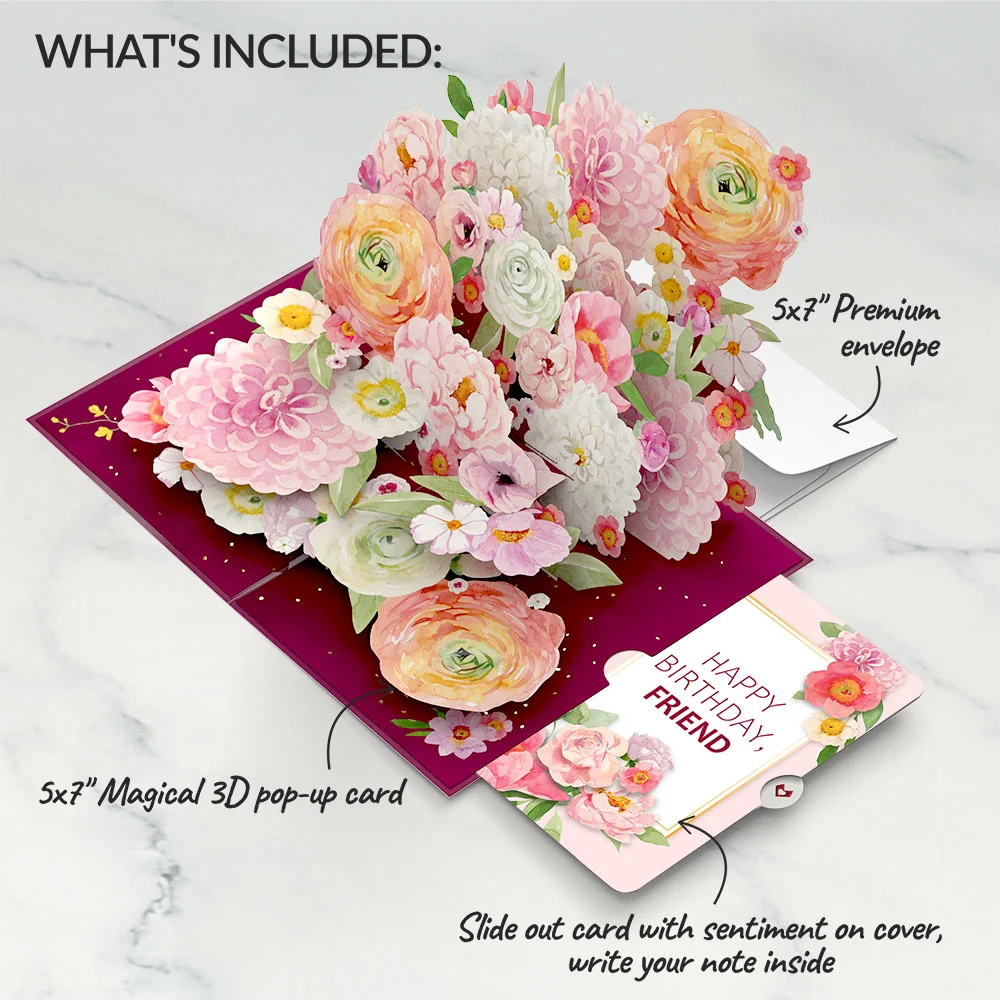 Lovepop Blush Blooms Birthday Pop-Up Card and Sentiment Set for Friend Cream - Image 2