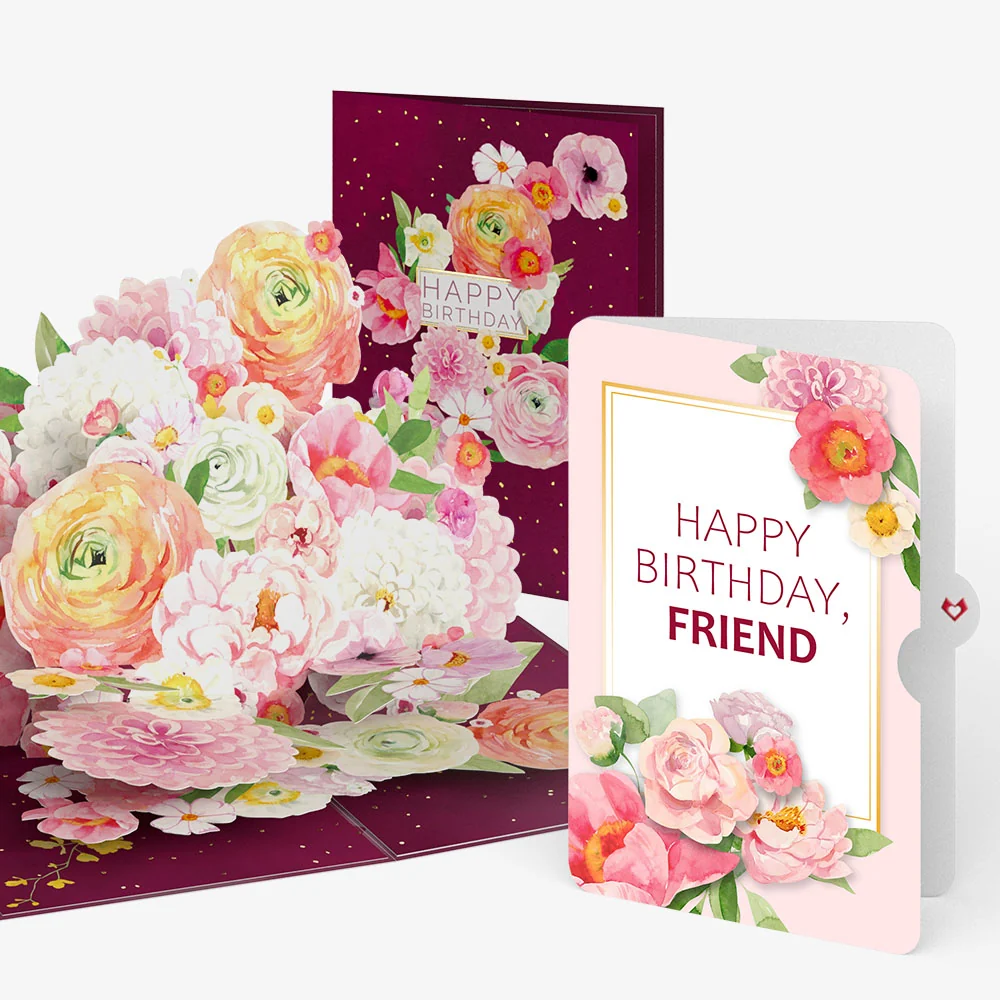 Lovepop Blush Blooms Birthday Pop-Up Card and Sentiment Set for Friend Cream