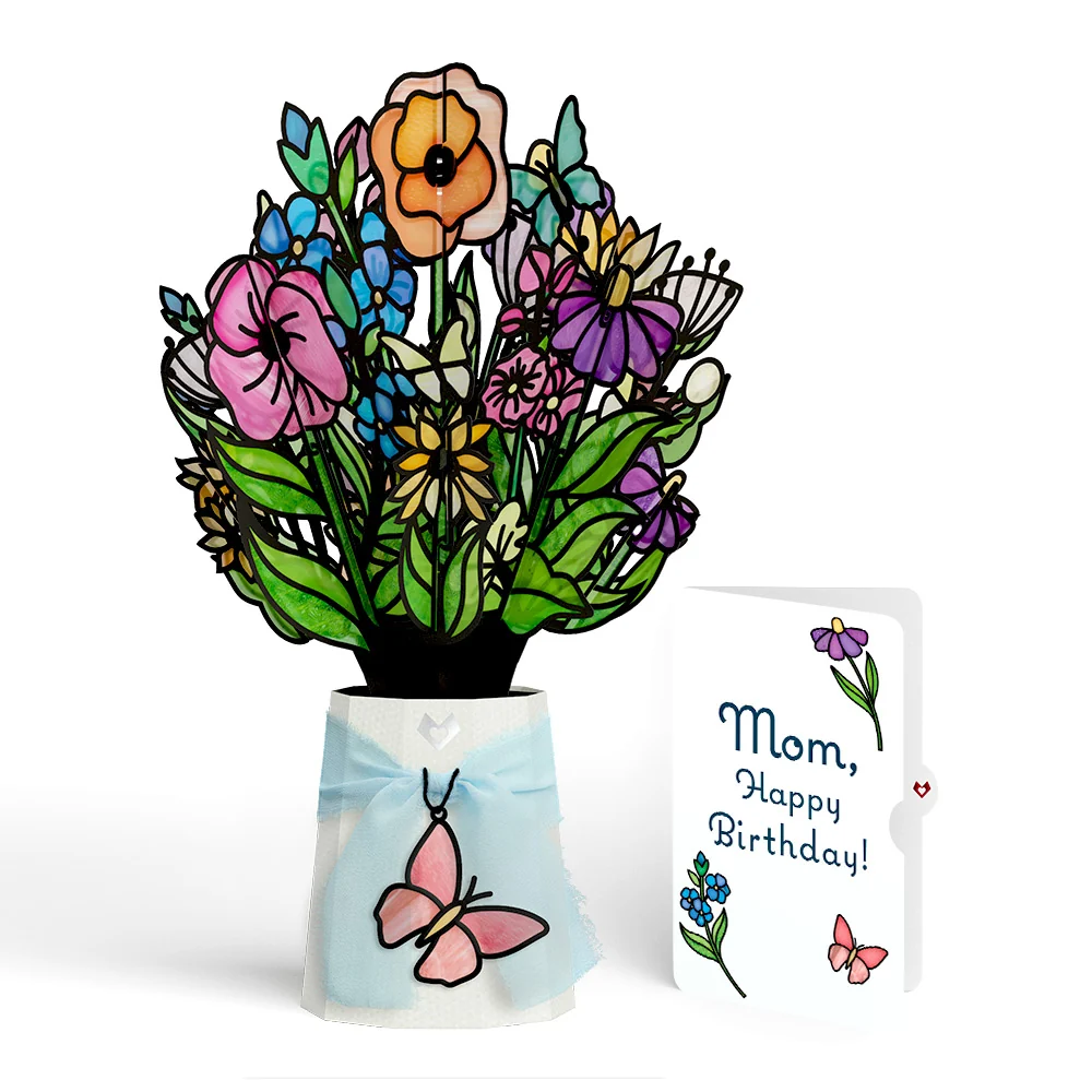 Lovepop Garden Glow Birthday Suncatcher Bouquet and Sentiment Set for Mom Glass