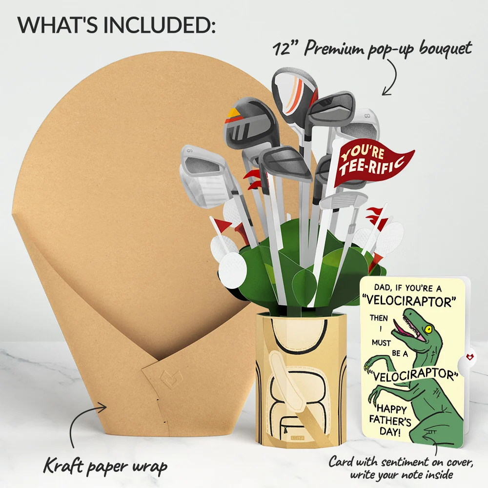 Lovepop Tee-rific Golf Father's Day Bouquet and Velociraptor Sentiment Set Bag - Image 2