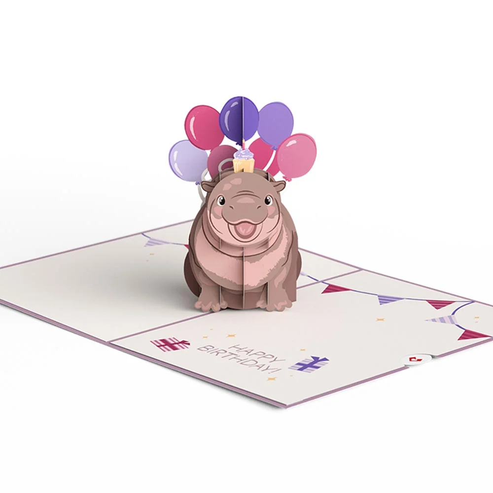 Lovepop Baby Pygmy Hippo Birthday Pop-Up Card - Image 4