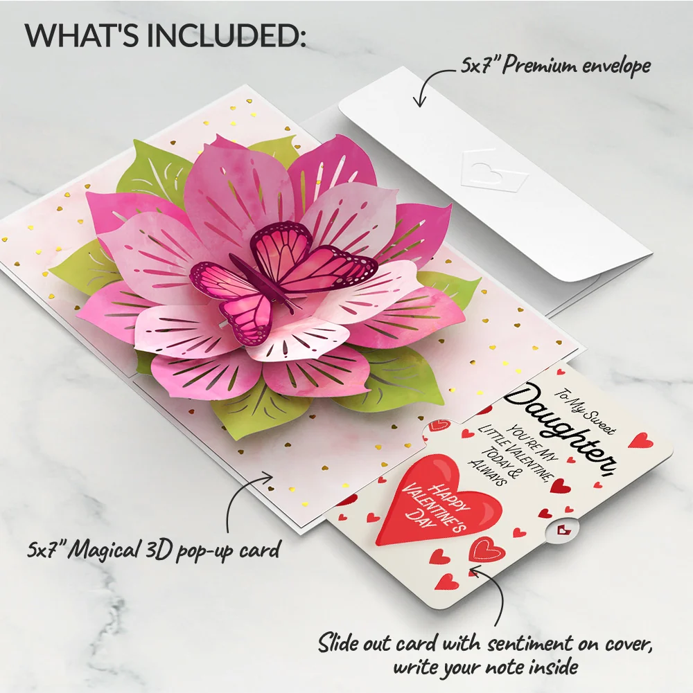 Lovepop Valentine’s Day Butterfly Pop-Up Card and Sentiment Set for Daughter Cream - Image 2