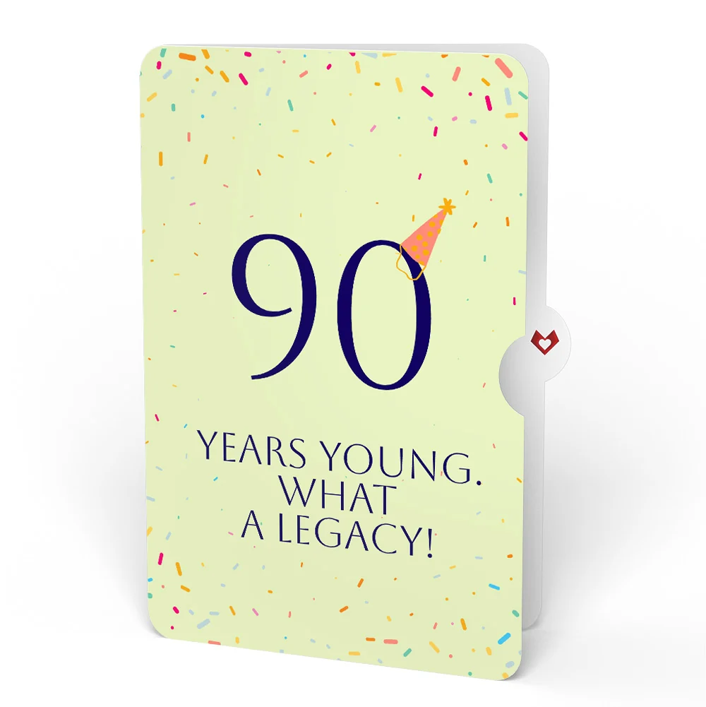 Lovepop Happy 90th Birthday Confetti Cake Music and Lights Pop-Up Card and Party Hat Sentiment Set Candle - Image 4