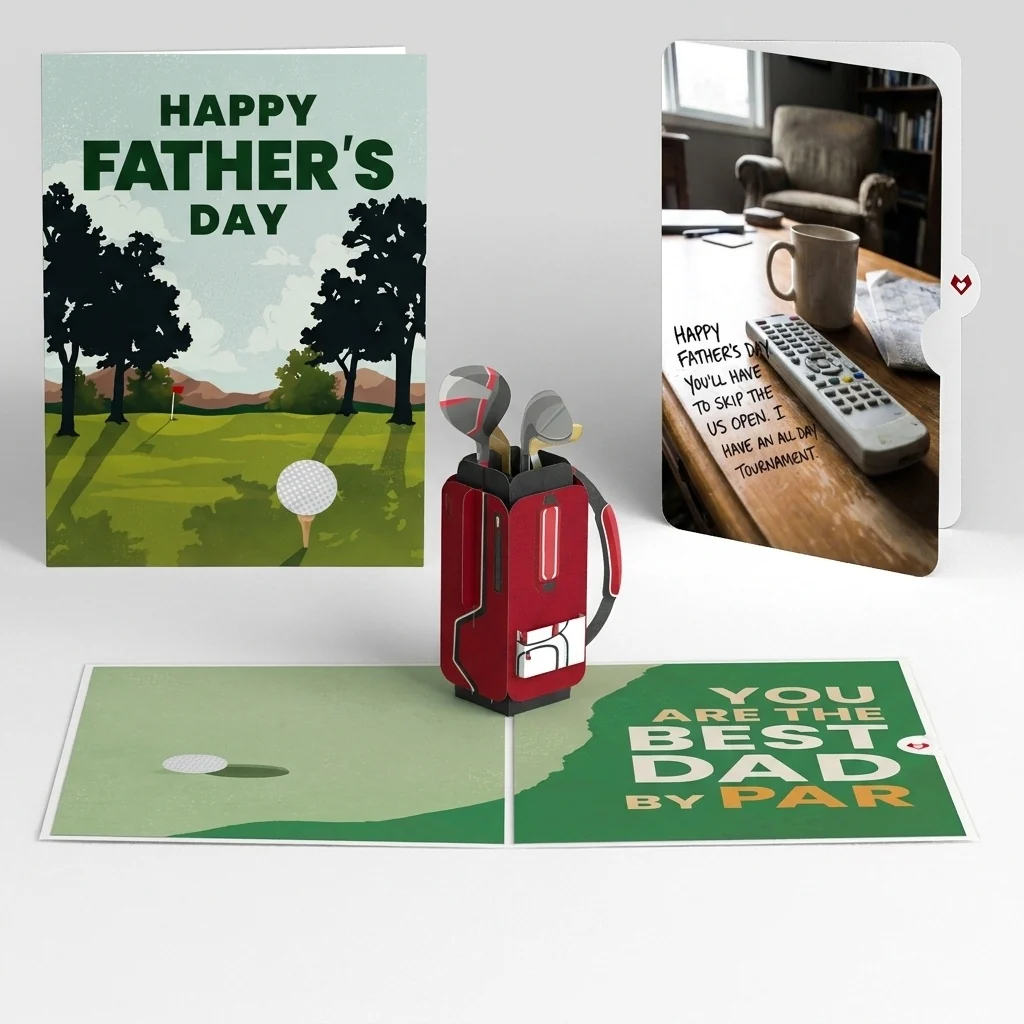 Lovepop Best Dad By Par Father's Day Pop-Up Card and Skip US Open Sentiment Set Bag