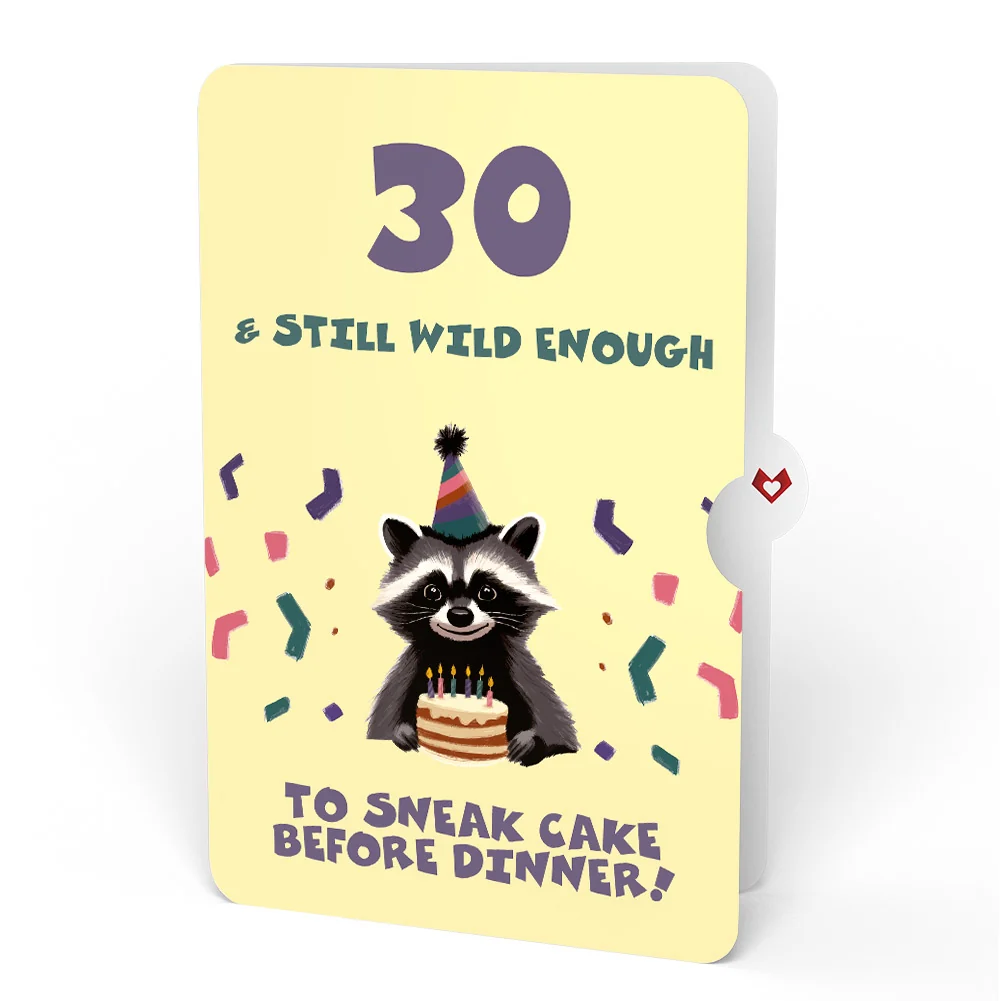 Lovepop Go Feral Raccoon 30th Birthday Pop-Up Card and Sentiment Set Candle - Image 4