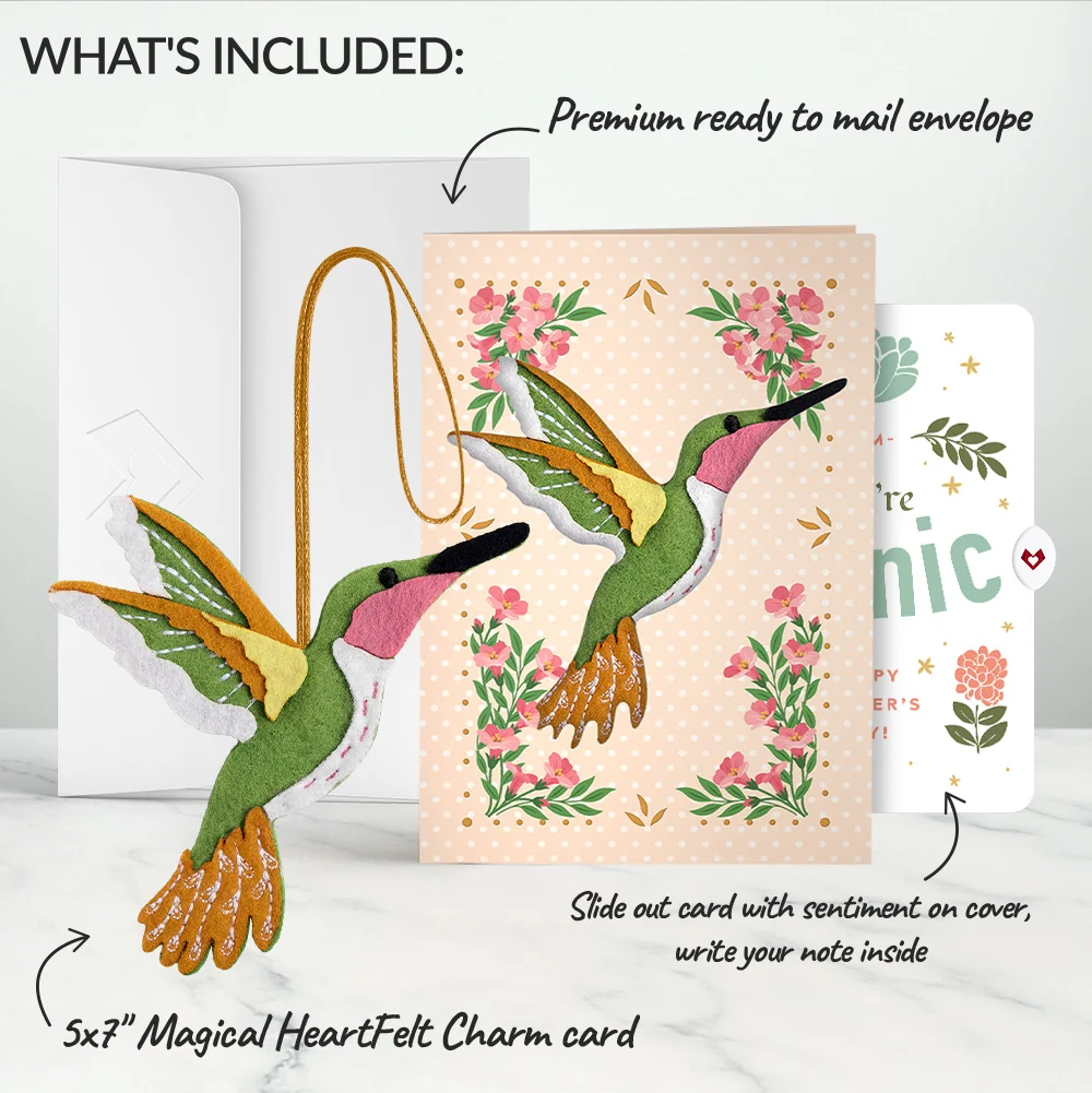 Lovepop Serene Hummingbird Mother’s Day HeartFelt Charm Card and Iconic Bloom Sentiment Set for Mom - Image 2