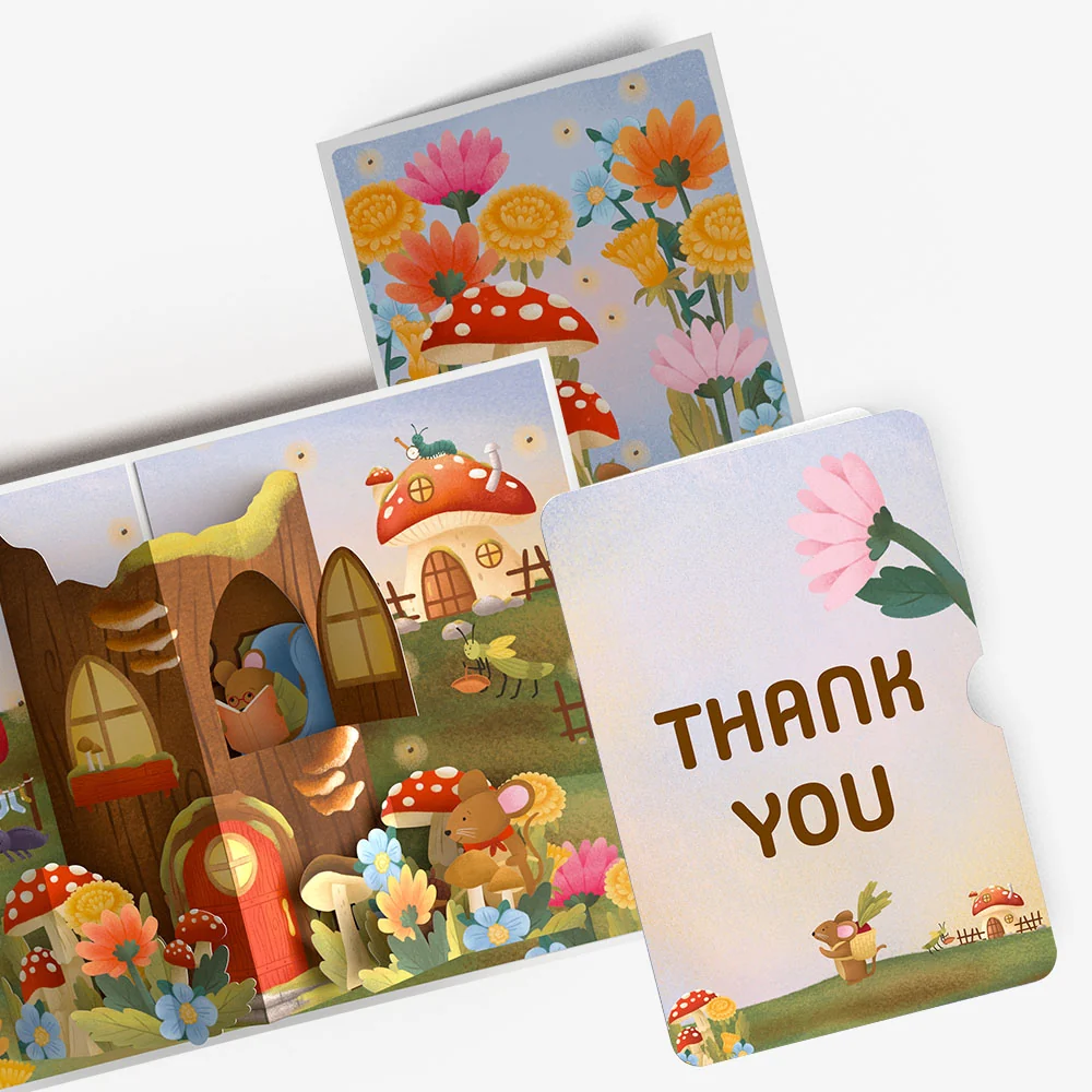 Lovepop Woodland Critter Village Thank You Pop-Up Card and Sentiment Set Basket