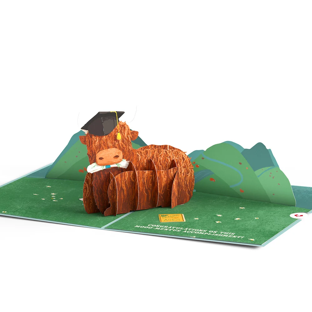 Lovepop Heard You're Graduating Highland Cow Pop-Up Card - Image 4