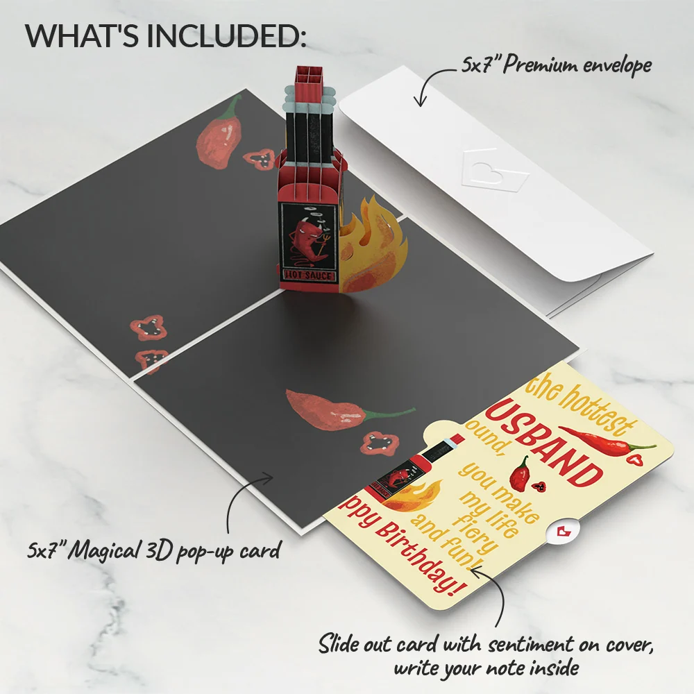 Lovepop Happy Birthday Hot Stuff Pop-Up Card and Sentiment Set for Husband Bottle - Image 2