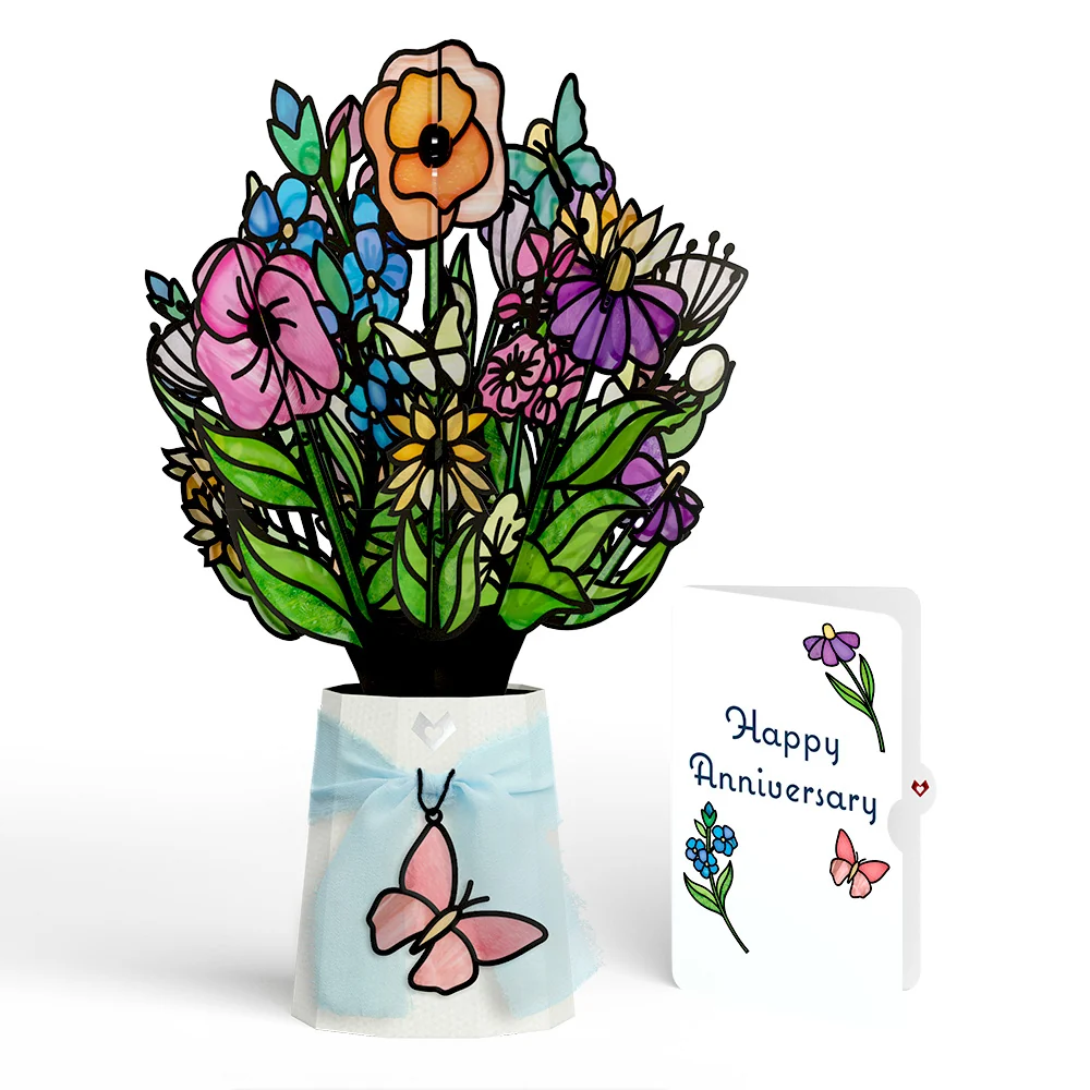 Lovepop Garden Glow Anniversary Suncatcher Bouquet and Sentiment Set Glass