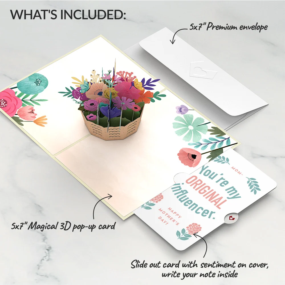 Lovepop Mother's Day Basket Pop-Up Card and Original Bloom Tribute Sentiment Set for Mom Cream - Image 2