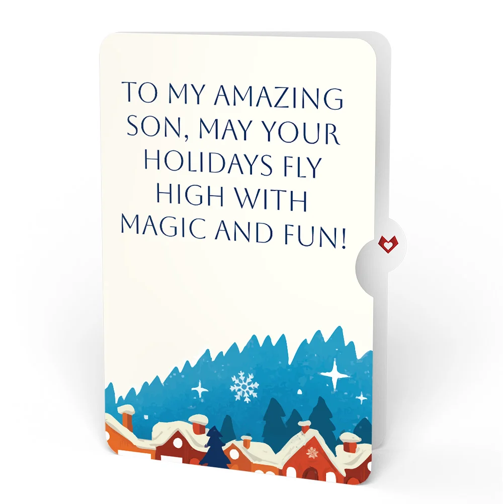 Lovepop Night Sky Santa Sleigh Christmas Pop-Up Card and Snow Village Sentiment Set for Son Cream - Image 4
