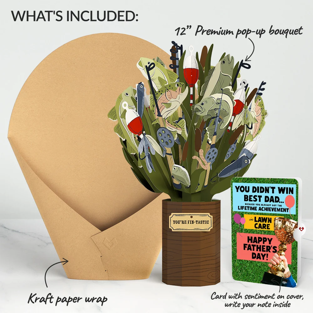 Lovepop Fin-tastic Fish Father's Day Bouquet and Trophy Lawn Care Sentiment Set - Image 2