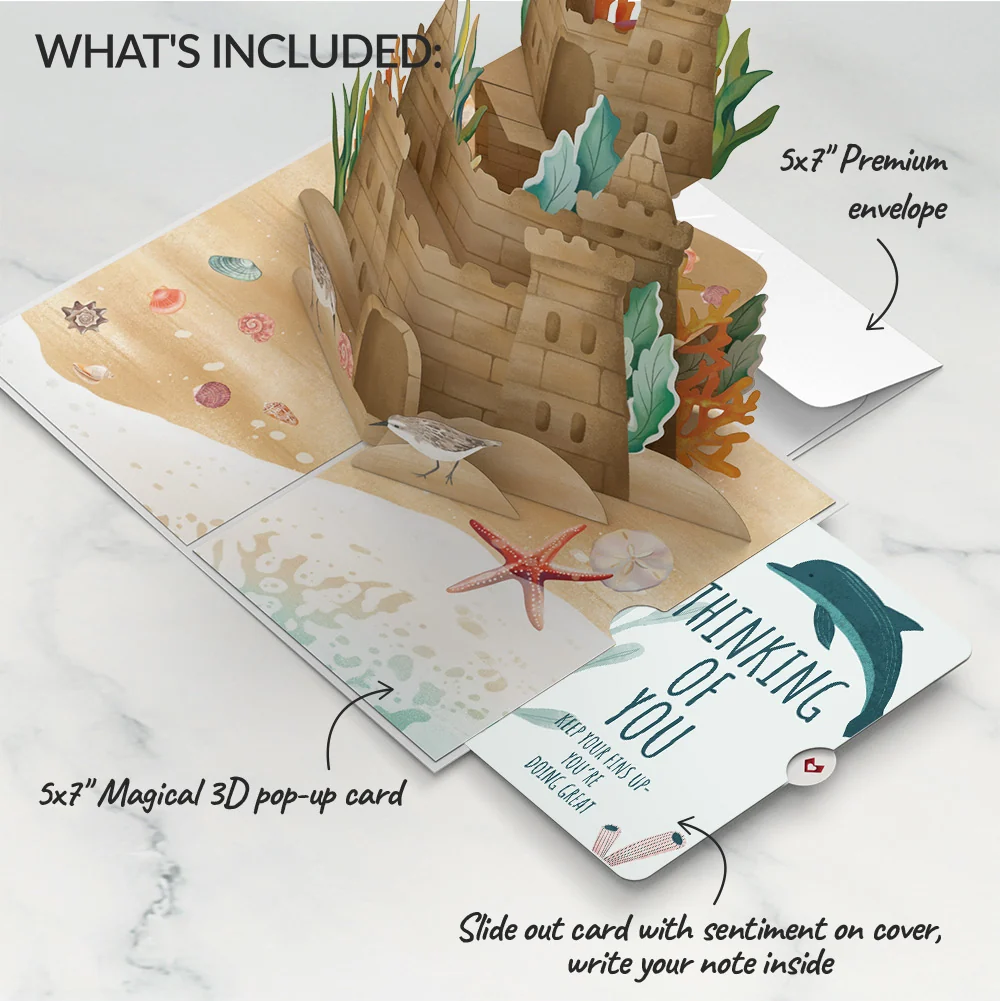 Lovepop Seaside Sandcastle Thinking of You Pop-Up Card and Sentiment Set - Image 2