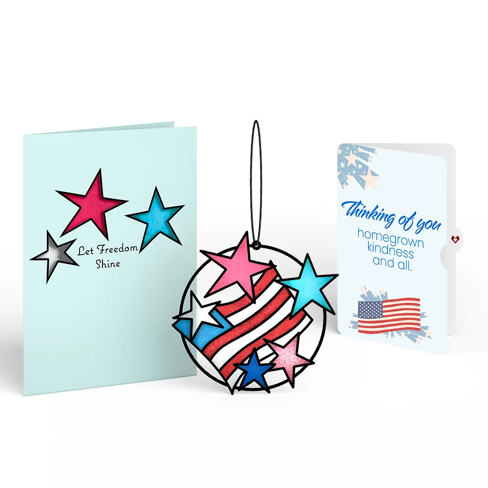 Lovepop Let Freedom Shine Thinking of You Suncatcher Card and Sentiment Set Glass