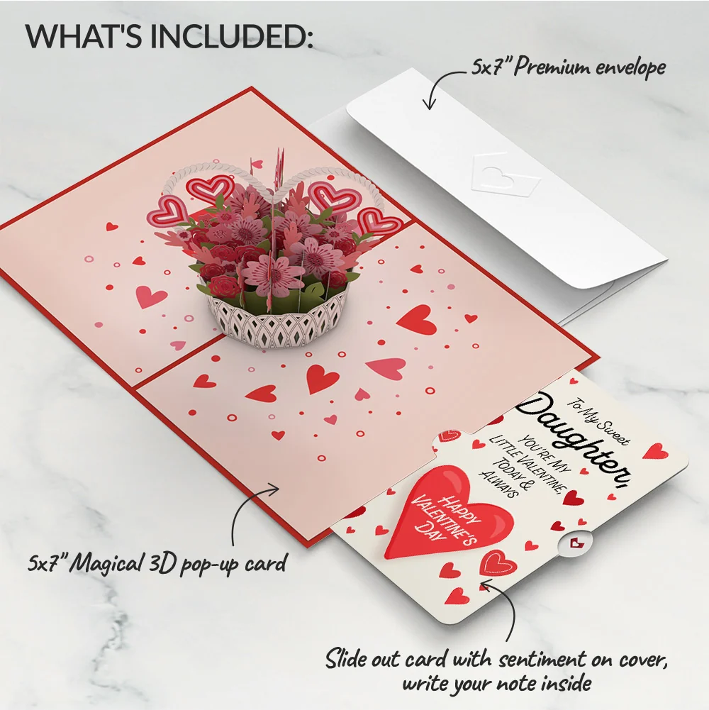 Lovepop Valentine's Day Basket Pop-Up Card and Sentiment Set for Daughter - Image 2